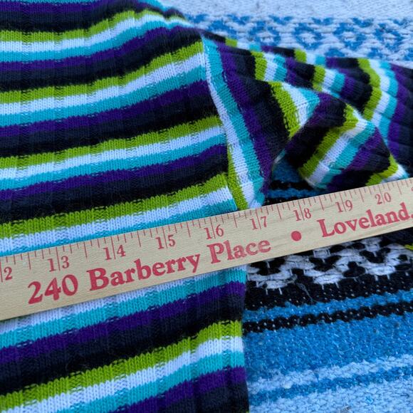 Women's Vintage Y2k Xhilaration Purple Green Striped Ribbed Sweater Sz Medium - Picture 6 of 6